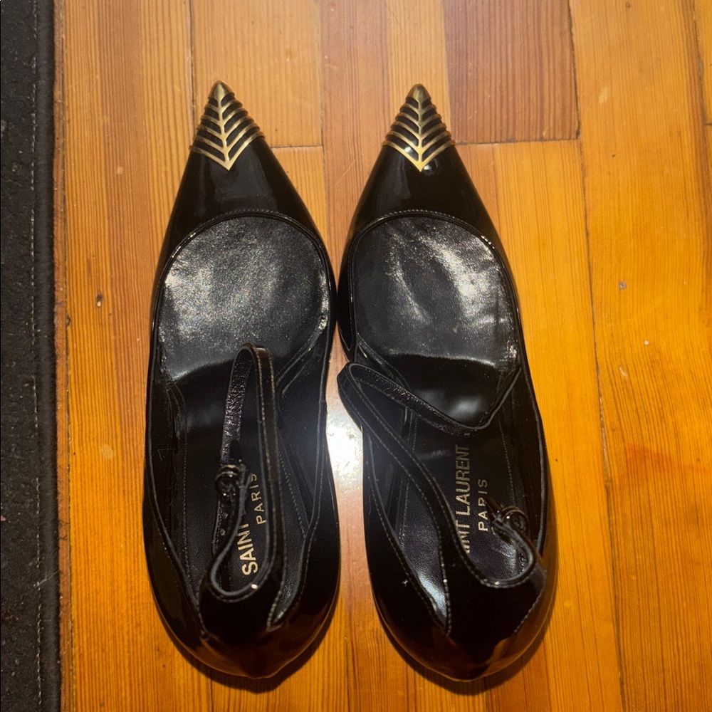 Saint Laurent Black and Gold Women's Heels